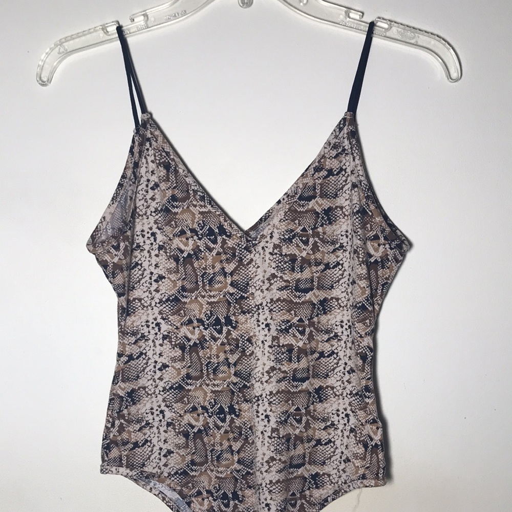 Animal Snake print bodysuit cami tank top S small Forever 21